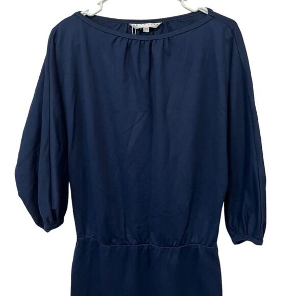 NWT Trina Turk Navy Bateau Neck Dolman Sleeves Blouson Waist Stretch Bela Dress - Picture 6 of 8